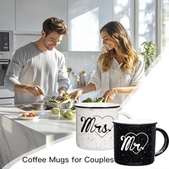 Mr and Mrs Mugs Set of 2 Coffee Mug 10 Ounce, Wedding Gift, His Mr & Mrs Set