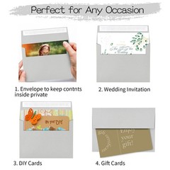 50 Pack A2 Envelopes for Invitations,4.37×5.75 A2(4.375×5.75in), gray