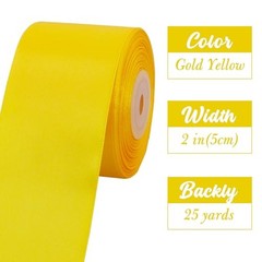 2 Inch x 25 Yards Wide Gold Satin Ribbon Solid Fabric 2 inch wide Yellow