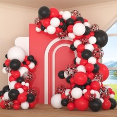 Red and Black Balloons, 50Pcs Red Latex Balloons 12In Black Red Black and White