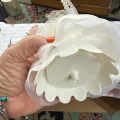VTG Ornate Hand Blown Spun Glass Wedding Cake Topper Heart Humming Birds Gold