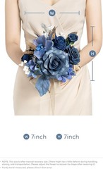 Ling’s Moment Blue and Gold Bridesmaid Bouquet Set of 4, Lilac Wedding Bouqu…