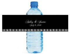 100 Black and Diamonds Wedding Water Bottle Labels Engagement Birthday Party