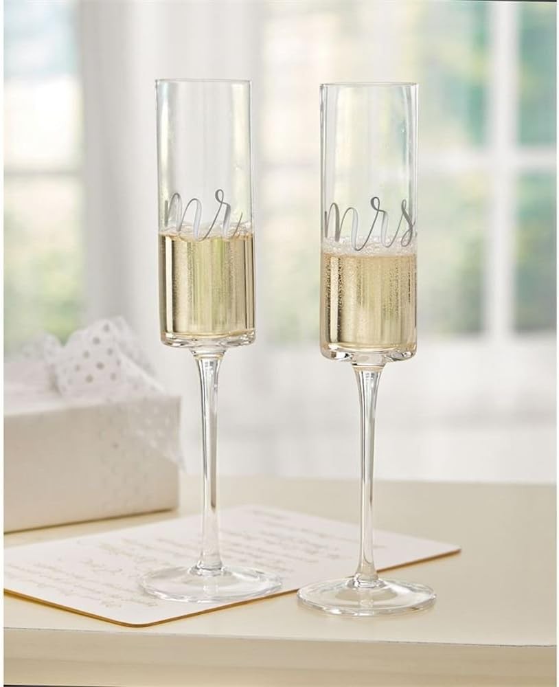 Mrs. Wedding Champagne Glass Set One Size Silver 9 fluid ounces 2 Count Pack of