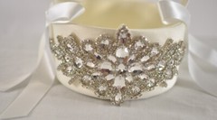 flower girl basket for wedding white shiny glass bling on side