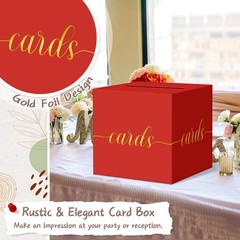 Red Graduation Card Box Gold Foil Gift For Wedding Reception Party Raffle