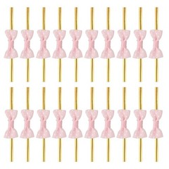 50Pcs Twist Tie Bows 3.15″ Mini Bows Twisty Ties for Treat Bag Light Pink]