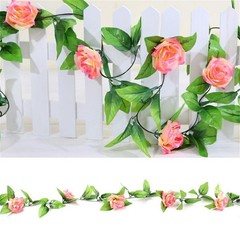 Zhiheng 4 Pack 7.8ft Artificial Rose Vines with Green Leaves Fake 78ft, Pink