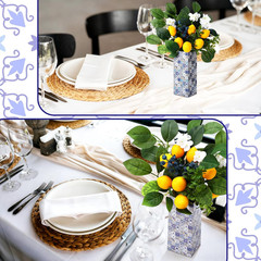 Amalfi Coast Party Decorations 4 Blue Tiles Table Centerpieces Boxes