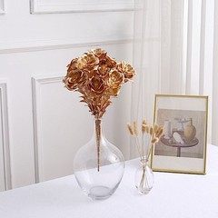 GOLD 2 Metallic 17″ Artificial Rose FLOWER Bouquets Party Events Decorations