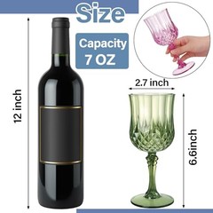24 Pcs Plastic Vintage Wine Glasses, 7 Oz Plastic Colored Water Goblets for