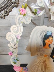 Vtg Hallmark Wedding Centerpiece 6os 70s Honeycomb Bride Groom Arch Lot Of 6
