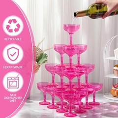 Pcs Champagne Glasses 5 oz Disposable Plastic Martini Glasses 50 Hot Pink
