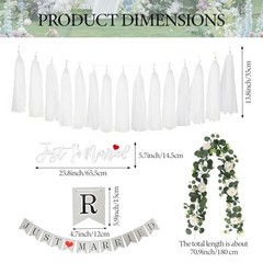 4PCS Just Married Wedding Car Decorations Kit with Greenery Vine Removable