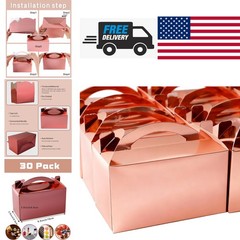 Biodegradable Rose Gold Gable Treat Boxes 30 Pack Eco Friendly Gift Packaging