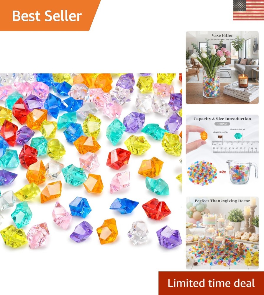 Vibrant 150PCS Acrylic Fake Gems – Perfect Table Scatter & Pirate Party Decor