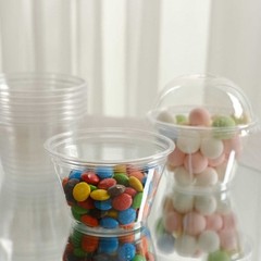 50 Clear 7 oz Round Plastic Dessert Cups with Dome Lid Disposable Tableware