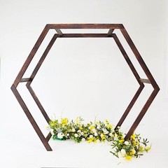 DARK BROWN 7 ft Hexagon Natural Wood Wedding ARCH BACKDROP STAND Party Supplies