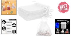 50Pcs White Organza Bags 3×4 inch – Perfect for Weddings and Celebrations