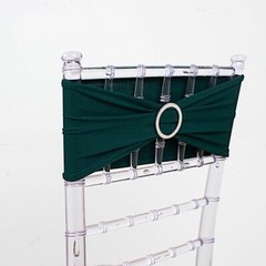10 Hunter Green Spandex CHAIR SASHES with Silver Round Buckles Wedding