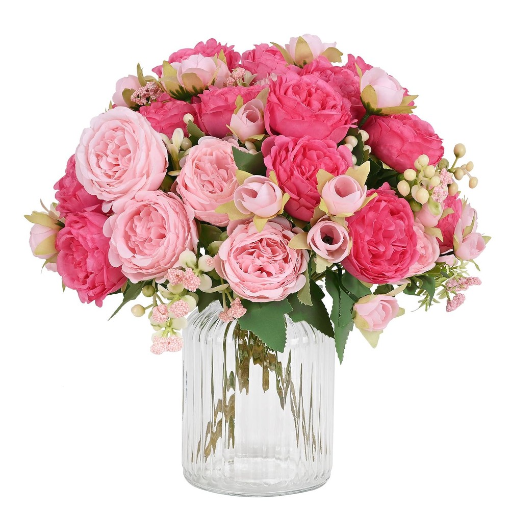 MARTINE MALL 2 Packs Peonies Artificial Flowers, Mixed Pink 2PCS,