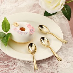4″ long Gold Dessert Spoons Wedding Dinner Party Events Disposable Tableware
