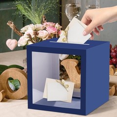 Navy Blue Card Box Clear Window Thickened Wedding Money Reception Graduation