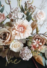 Artificial Flowers Combo Set Fake Flower Leaf Box with Brown & Nude Color