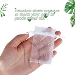 HRX Package 100Pcs Mini Organza Jewelry Bags 2X3 Inch, Little White Mesh Drawstr