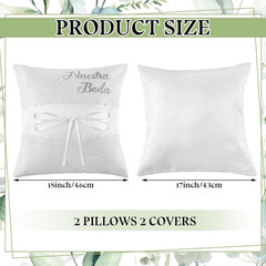 2Pcs Wedding Embroidered Kneeling Pillows Nuestra Boda 18 X 18 Inch Embroidered