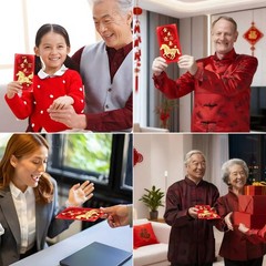 Chinese New Year Red Envelopes, Lunar 6.6 x 3.5 inches,