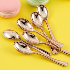 4″ long Rose Gold Dessert Spoons Wedding Dinner Party Home Disposable Tableware