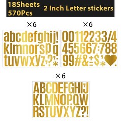 570 Pcs 18 Sheets Glitter Alphabet Letter Stickers, Self Adhesive Letter Stic…