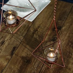 2 pcs Geometric Tealight Candle Holders Metal Lanterns Wedding Home Decorations