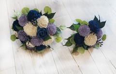 Lavender & Navy Bridal Bouquet Sola Wood Purple Blue Wedding Flowers Bridesmaid