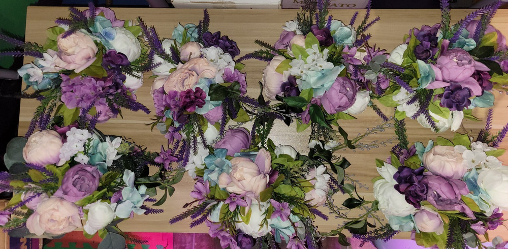 Wedding Flowers Floral for Table Wall Post Handmade Purple Lavender Peony Rose