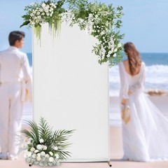 Gold & White Wedding Backdrop Stand 1m × 0.5m × 2m Freestanding for Flowers