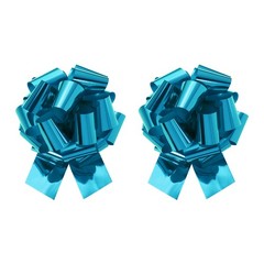 2Pcs 18 Inch Metallic Large Big Pull Bow Gift Wrapping Bows Ribbon Light Blue