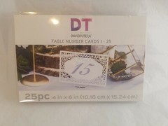 Wedding Reception Table Number Cards White #1-25 Brand New (4″ x 6″)