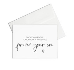 Groom, Husband, Forever Your Son Wedding Day Card Gift for Parents Black Ink