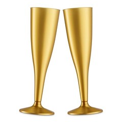 30 Pack Gold Plastic Champagne Flutes – 5 Oz Disposable Toasting Glasses –