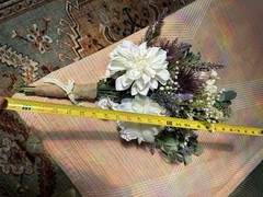 Bridal Bouquet BOHO Purple White And Green 17” Long