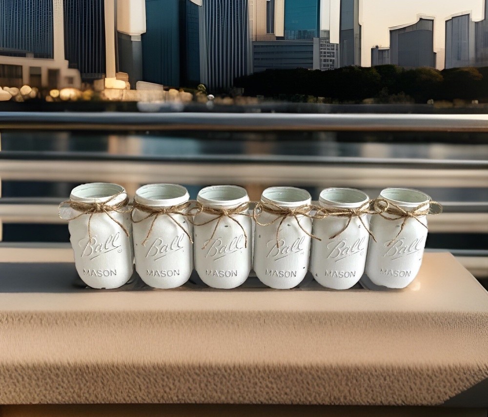 Set of 6 chalk painted distressed mason jar vases…mix & match colors!