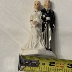 VINTAGE 1958 Napco Wedding Cake Topper 3b3301 Blonde Bride Groom