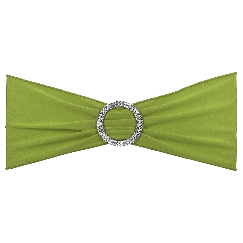 10Pcs 14″x5″ Stretch Chair Sashes Bows Chair Bands Sash with Buckle Green