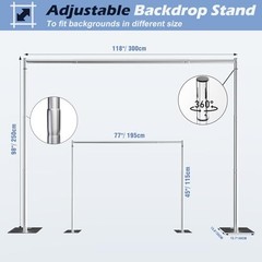 Heavy Duty Backdrop Stand, 8x10ft Pipe and Drape Backdrop Stand Kit 8X10FT