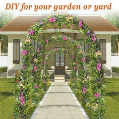 95″ Metal Garden Arch Trellis for Climbing Plants Outdoor Arbors Wedding Arch US