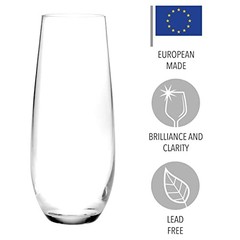 Champagne Glasses, European Made Champagne Glass, Stemless 7.8 Ounces