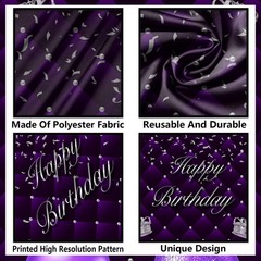 Happy 50th Birthday Purple Banner Backdrop Photo Booth Props Balloons Silver …
