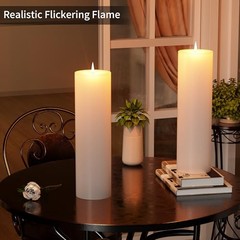 14″ x 4″ Large Outdoor Candle with Timer Waterproof Flickering 14in-1Pack White